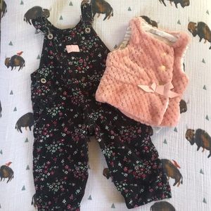 Set of 2 - Osh Kosh overalls and pink faux vest